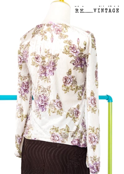 溫柔紫玫瑰絨布長袖上衣5