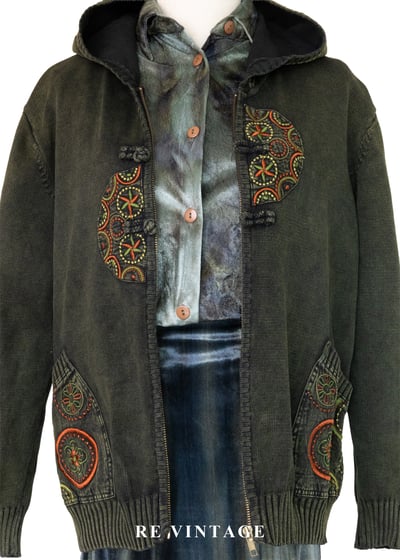 旅途文化印記橄欖綠黃連帽外套8