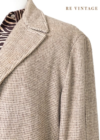 質感單品 - 小格紋米色毛呢大衣（可拆式毛背心內襯）4