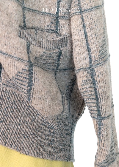 淺棕綠方格紋針織毛衣外套5