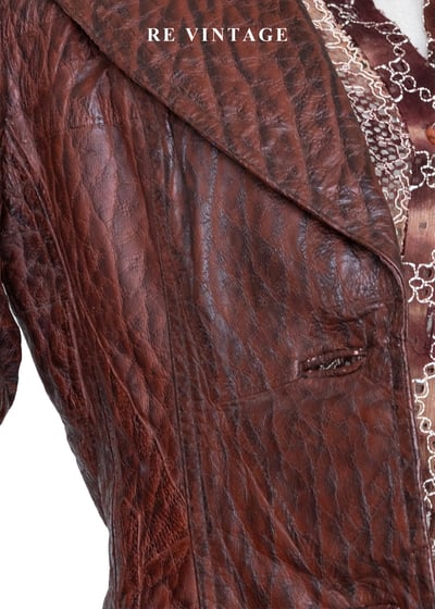 西部獵人 - 酒紅龜裂壓紋皮革外套8