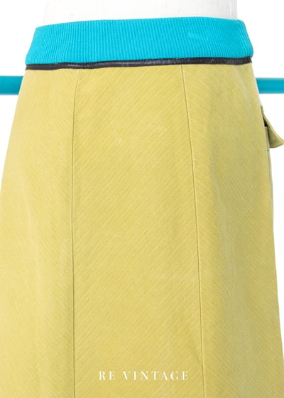 漂亮的芥末黃對比拼接中長裙（26"）9