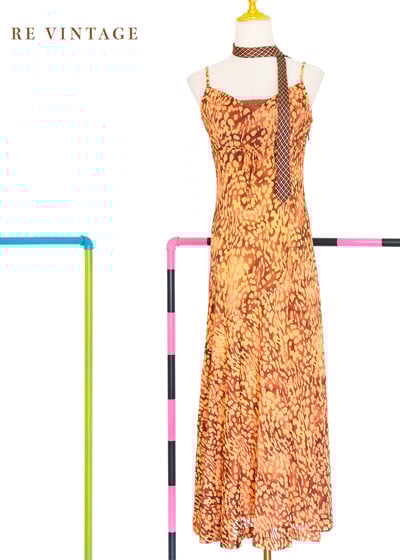 焦糖橘子豹紋來襲細肩帶長洋裝1
