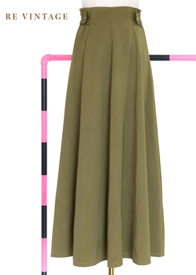 質感單品 - 橄欖綠高腰圓裙（22"）1