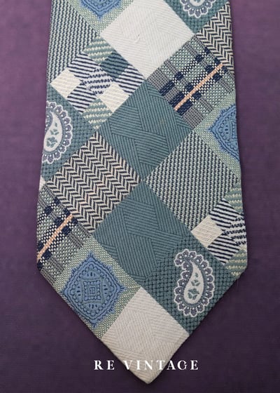 奶綠色變形蟲菱格紋領帶4