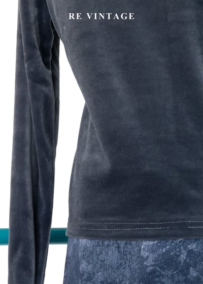 縫線邊界藍灰色絨布上衣11