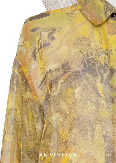 霧光黃抽象油畫透膚襯衫5