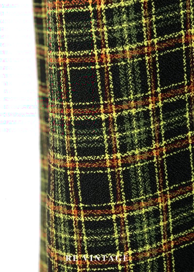 檸檬橄欖綠格紋銀骨頭吊帶長洋裝9