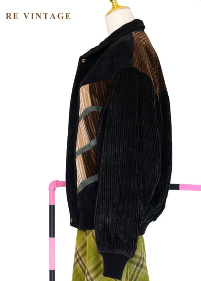 藍黑色森林年輪燈芯絨夾克外套10