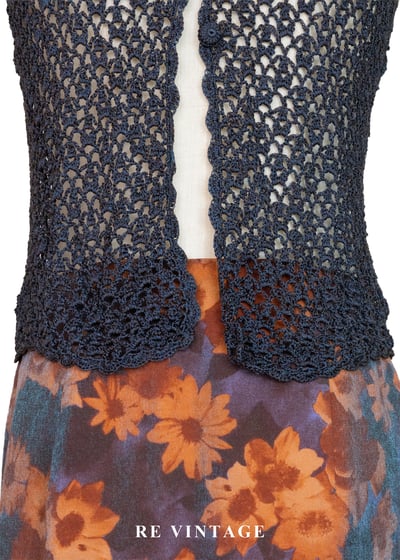 藍橘光澤鉤花編織背心4