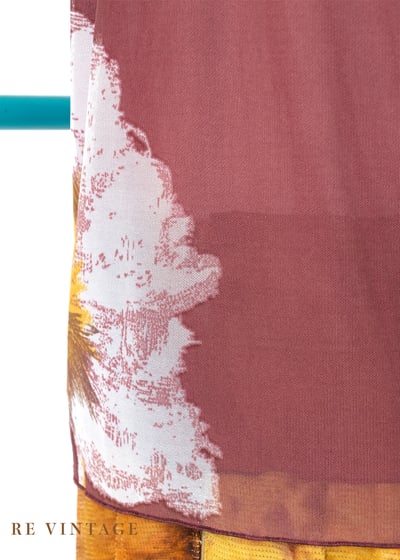 酒紅白花網紗上衣8