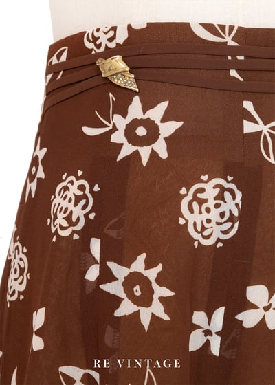 巧克力手繪小白花高腰開衩長褲（23"）9