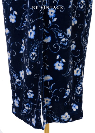 月光身藍花會絨布長洋裝15