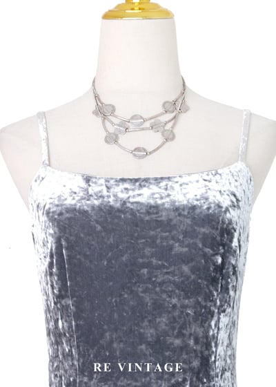 銀色月光系高級絨布細肩帶長洋裝3