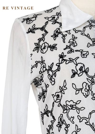 二次元黑白花卉線稿上衣6