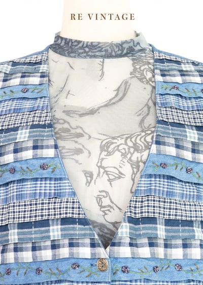 『歐洲寶物』格紋千層派牛仔背心8