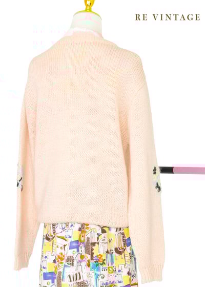 甜美の桃子色毛線花刺繡針織毛衣10