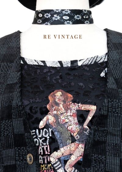 黑灰色格紋燈芯絨背心7