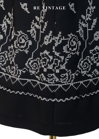 十字繡花卉古典韻味及膝裙（26"）7