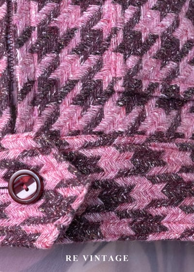 叛逆甜心 - 粉紅千鳥格毛呢拉鍊外套5