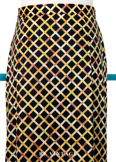 強烈黑與黃菱格紋長裙（26"）11
