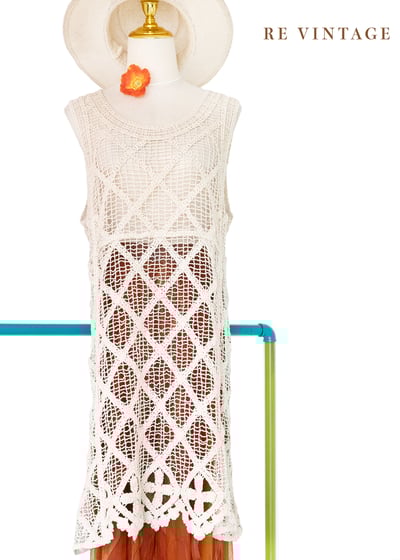 Happy Vacation 香草白織品長版背心/洋裝1