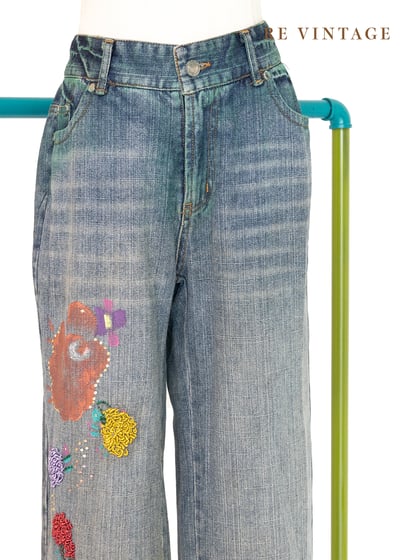 Deep Green 帥氣刷色直筒牛仔褲3