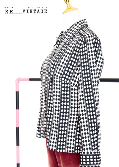 『法國寶物』黑白教堂窗花彈性長袖上衣4