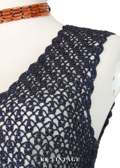 藍橘光澤鉤花編織背心5