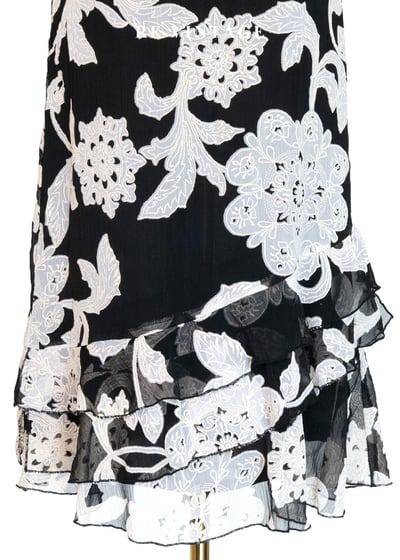 復古大花黑白氣質洋裝4
