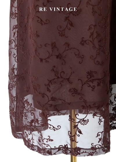 紅棕古典蔓藤細肩帶長洋裝6