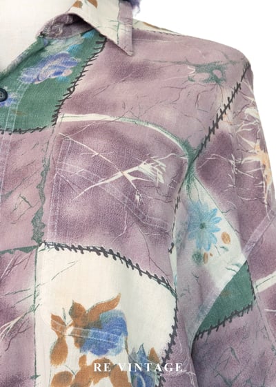 霧紫色拼貼詩襯衫5