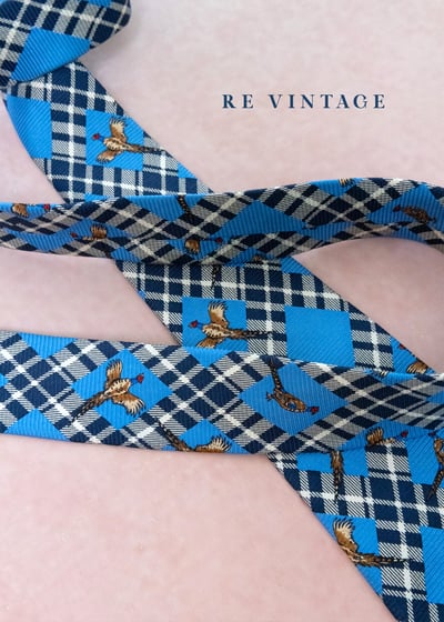 英倫經典狩獵圖騰藍色菱格領帶9