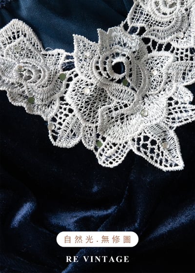 深藍蕾絲刺繡絨布細肩帶背心12