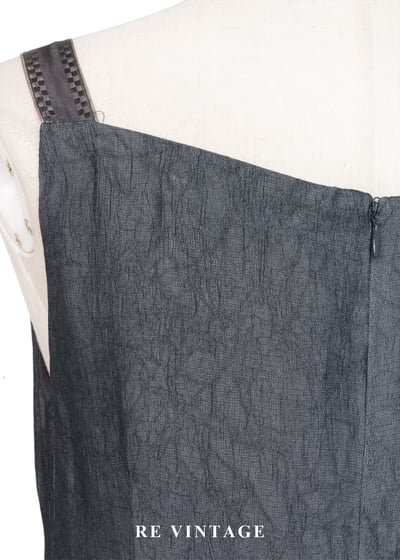 極簡主義 - 灰美人格紋肩帶長洋裝12