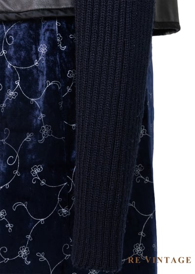 午夜拼接率性針織皮革外套12