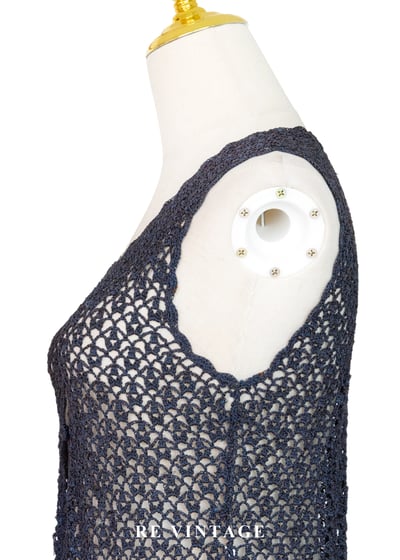 藍橘光澤鉤花編織背心8