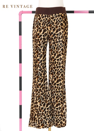 短毛絨布豹紋喇叭褲（27")1