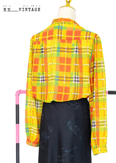 亮眼の橘黃色格紋襯衫4
