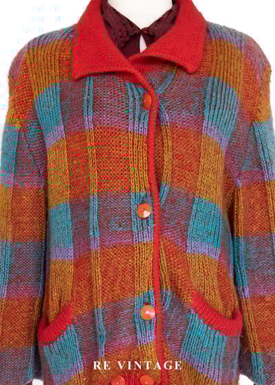 色彩炸彈大格紋針織毛衣外套9