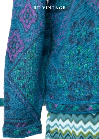日本製 - 藍綠色秘密圖紋迷宮針織外套12