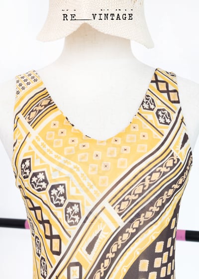 陽光暖黃色波希米雅圖騰長洋裝10