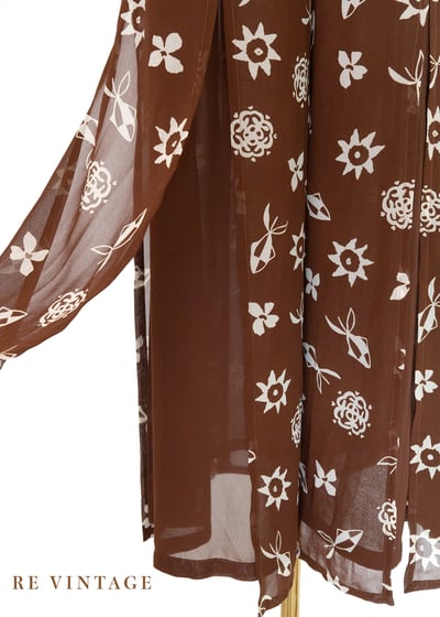 巧克力手繪小白花高腰開衩長褲（23"）4