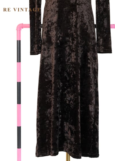 義大利製質感單品 - 深咖啡色俐落現代感絨布洋裝4