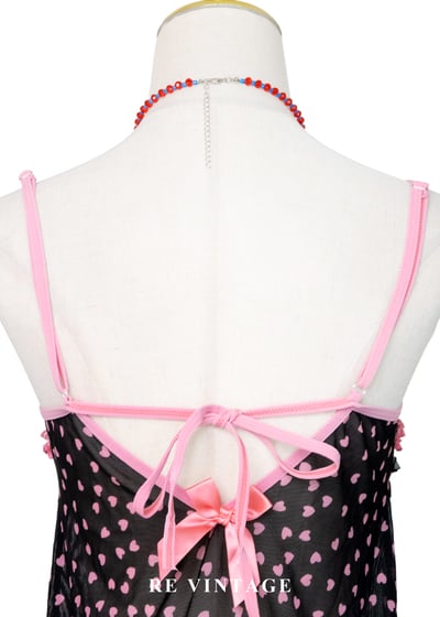 甜美夢境粉紅愛心透膚細肩帶背心10