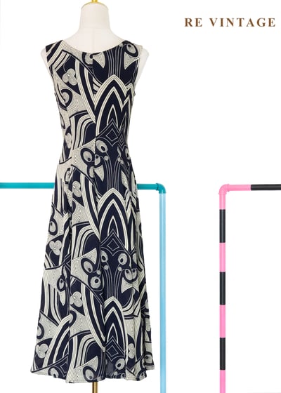 迷幻迴圈 - 深藍流動線條長洋裝11