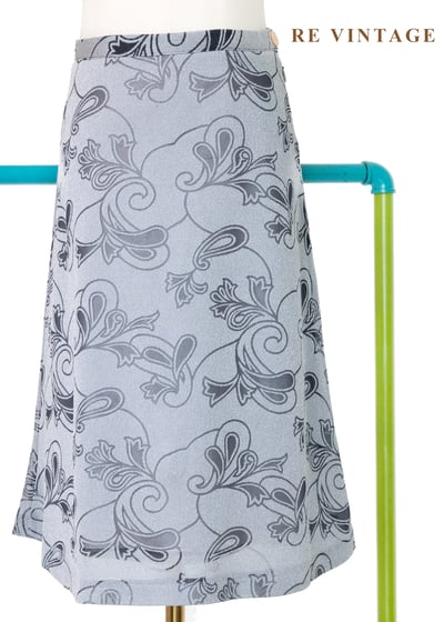 塞納河的波紋灰藍變形蟲印花短裙（27"）1