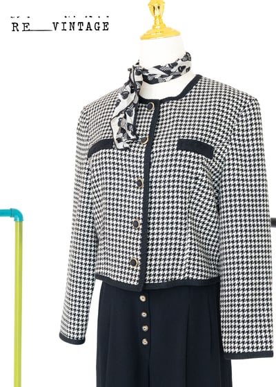 氣質の短版千鳥格紋外套1