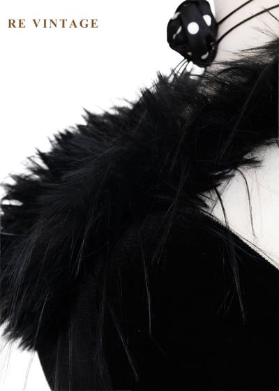 Hollywood 名伶黑羽毛絨布長洋裝11