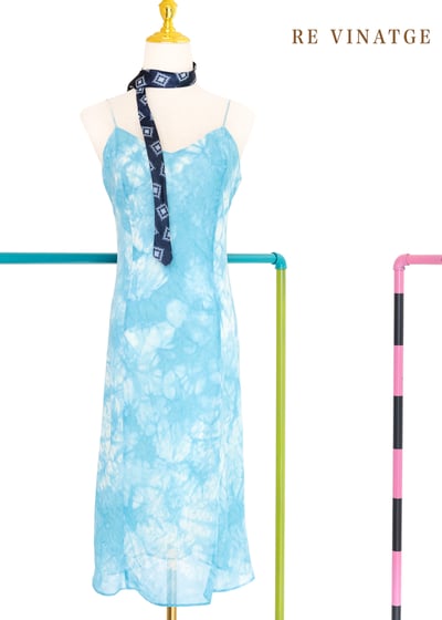 水藍の天空藍染細肩帶洋裝1